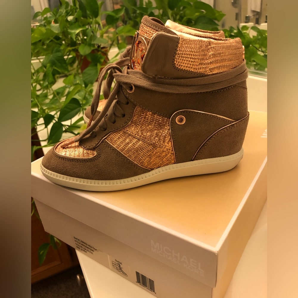 Michael Kors Nikko high tops wedge sneakers size 6.5